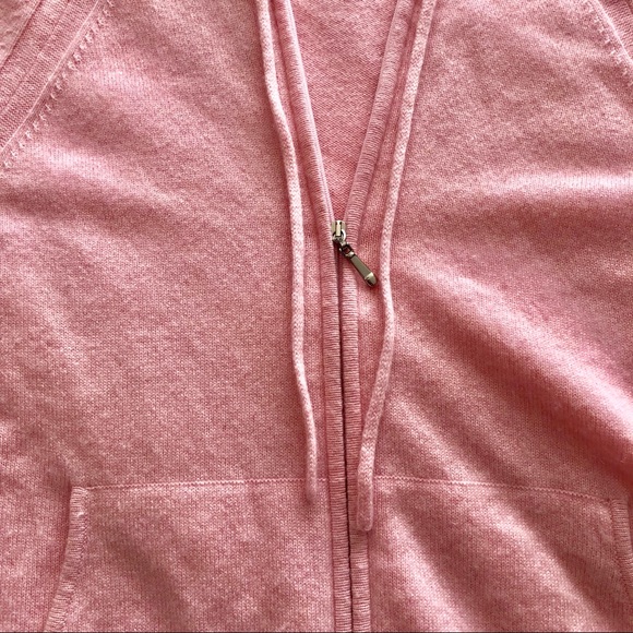 100% cashmere soft pink zip up hoodie - Picture 3 of 4